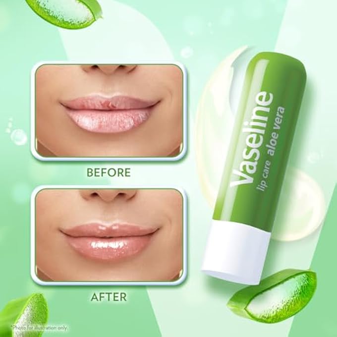 Vaseline LIP THERAPY ALOE VERA LIP BALM WITH PURE JELLY & RICH ALOE EXTRACTS FOR SHINY & HEALTHY LIPS| NOURISHES & PROTECTS LIPS| NON-GREASY LIP MOISTURIZER FOR NATURALLY TINTED LIPS| 4.8 GM - Image 3